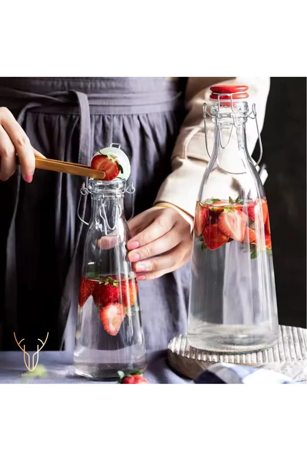 Seramik Pembe Kapak Cam Şişe – 1000 ML