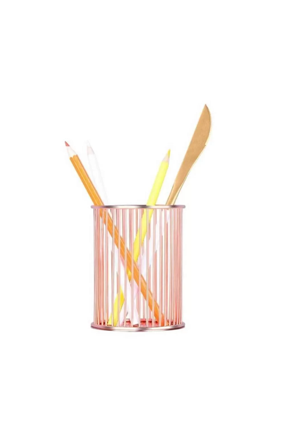 Rose Gold Metal Şelale Kalemlik Fırçalık